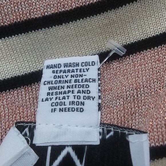 M Magaschoni Sweater Metallic Rose Gold Stripe Sweater Womens Large - Picture 5 of 11